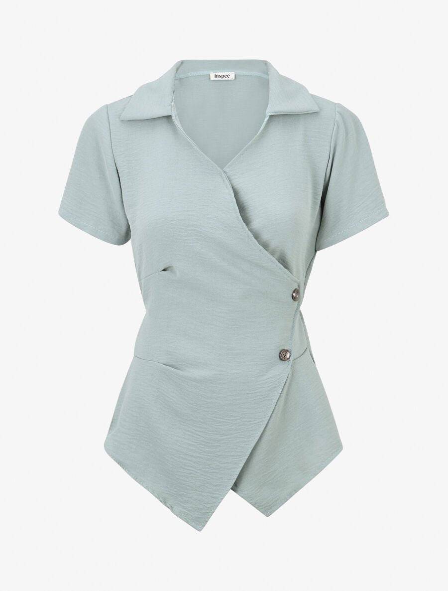 Top asymétrique manches courtes - Vert d&