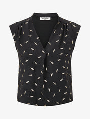 Top sans manches motif plumes dorées - Noir - 1