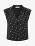 Top sans manches motif plumes dorées - Noir - 1