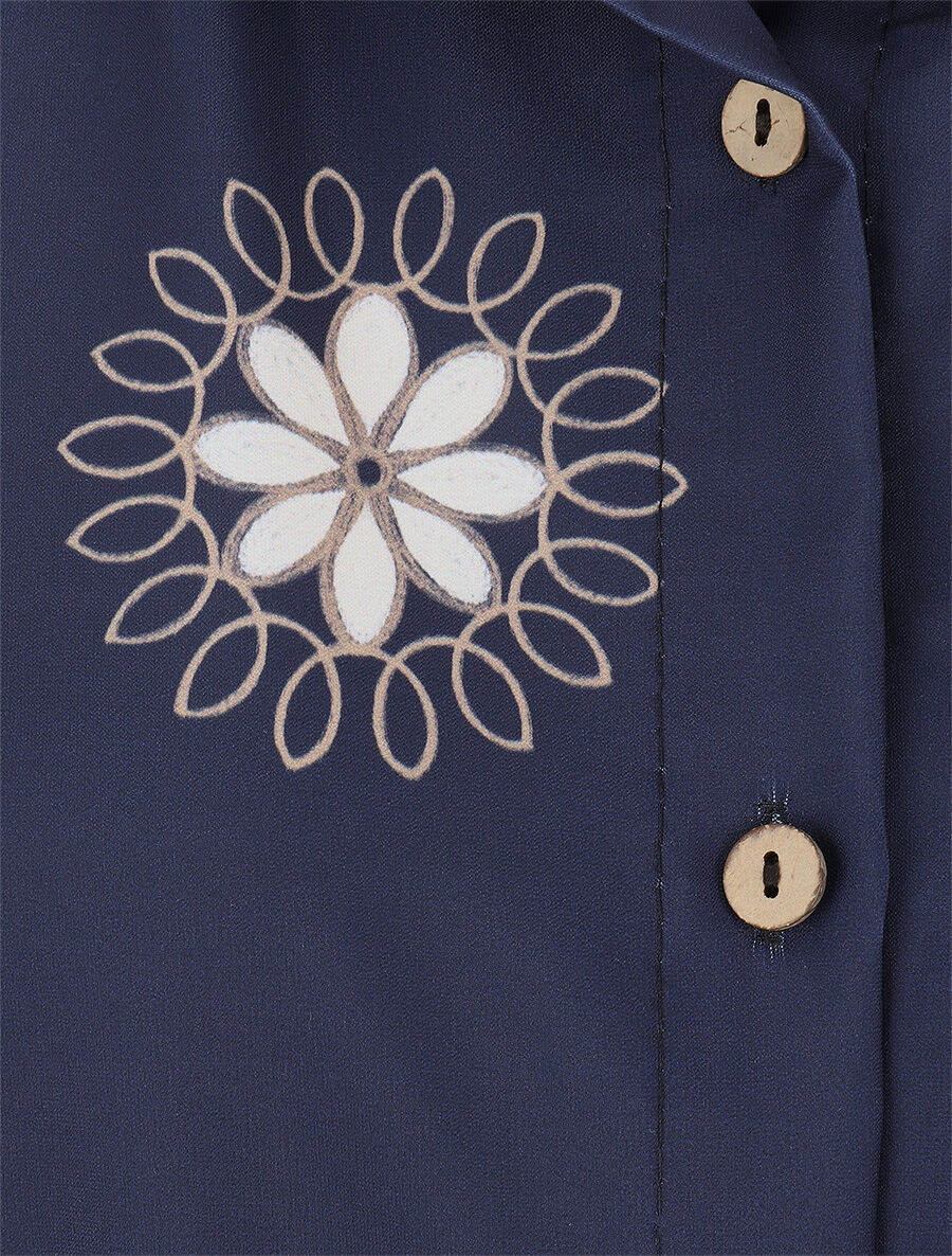 Chemise sans manches imprimé floral - Marine - 3