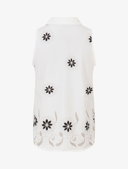 Chemise sans manches imprimé floral - Blanc - 2
