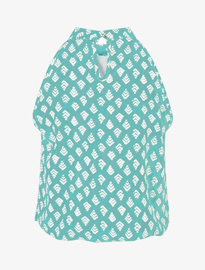 Top à imprimé graphique coupe droite - Turquoise - 2
