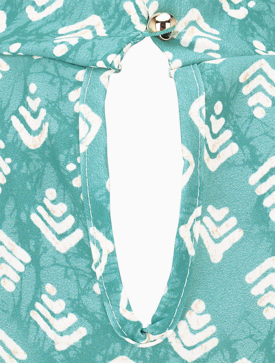 Top à imprimé graphique coupe droite - Turquoise - 3