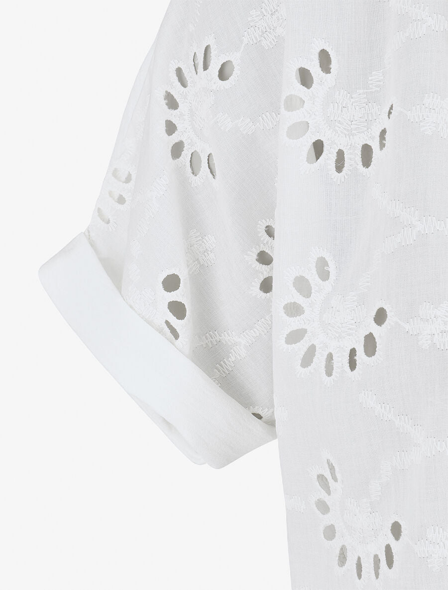 Chemise manches courtes en broderie anglaise - Blanc - 3