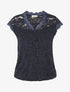 Top droit en dentelle col V - Marine - 1
