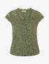 Top droit en dentelle col V - Kaki - 1