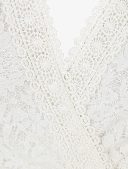 Top ajusté sans manches en dentelle - Blanc - 3