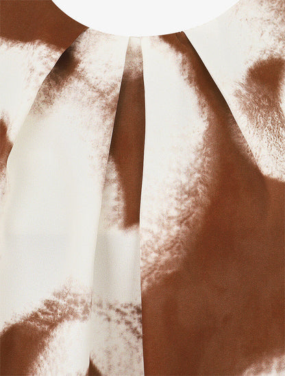 Top à dos brodé imprimé abstrait - Marron - 3