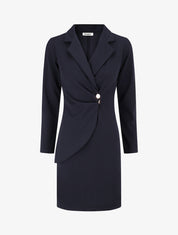 Robe fourreau style tailleur - Marine - 1