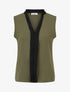 Top bicolore en voile - Kaki - 4