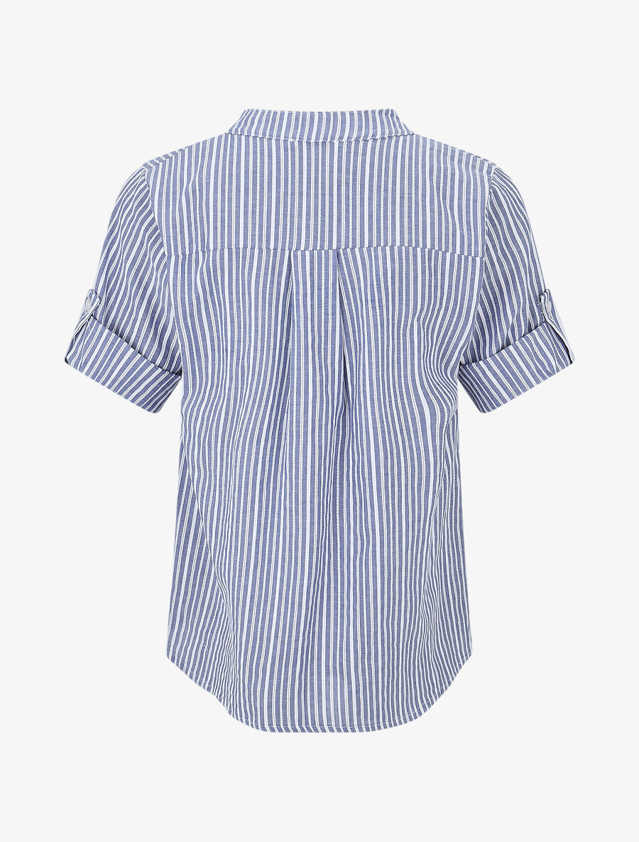 Chemise manches 3/4 à rayures - Bleu - 2
