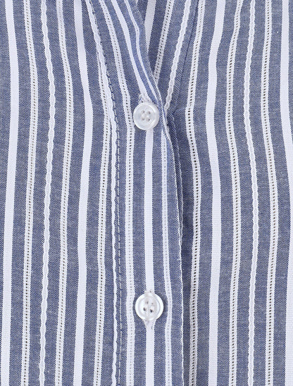 Chemise manches 3/4 à rayures - Bleu - 3