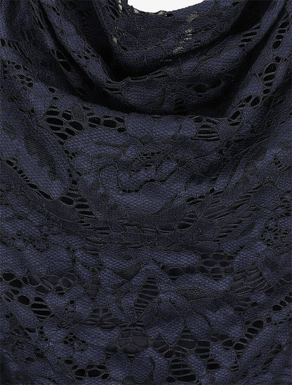 Top en dentelle sans manches à col bénitier - Marine - 3