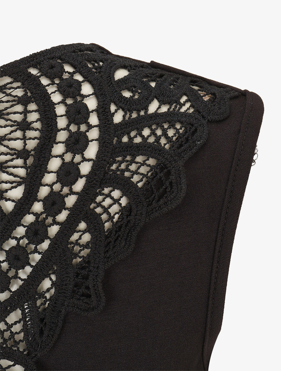 Top sans manches col bénitier et dos en dentelle - Noir - 3