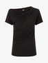 Top drapé à manches courtes asymétriques - Noir - 4