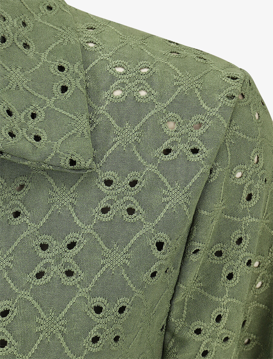 Chemise ajourée à manches longues - Kaki - 3