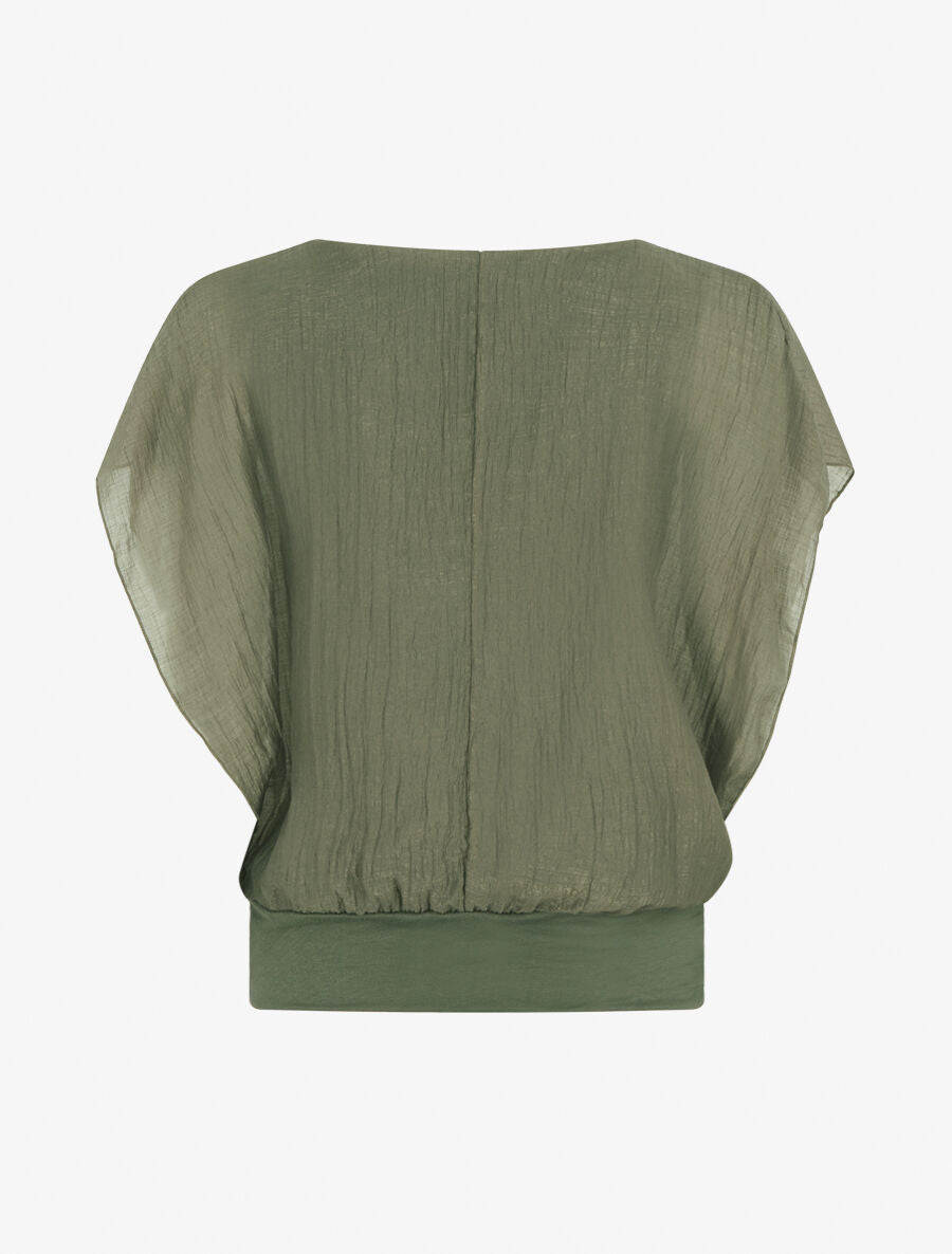 Top droit texturé manches courtes - Kaki - 2