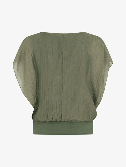 Top droit texturé manches courtes - Kaki - 2