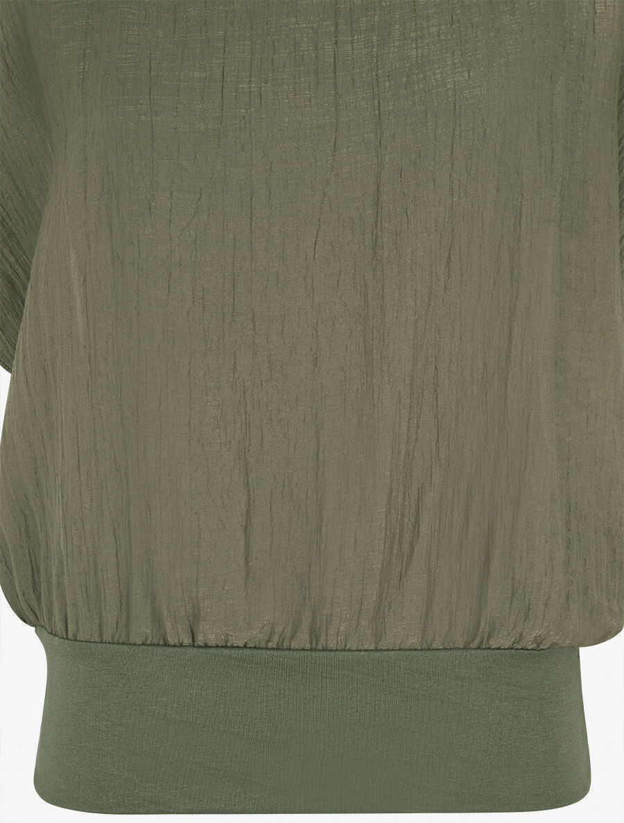 Top droit texturé manches courtes - Kaki - 3