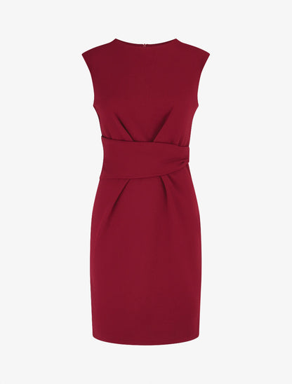 Robe ajustée à pans plissé - Bordeaux - 4