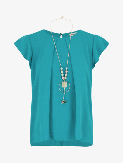 Top ample à dos effet drapé - Turquoise - 1