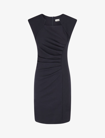 Robe moulante col à découpe stylisée - Marine - 4