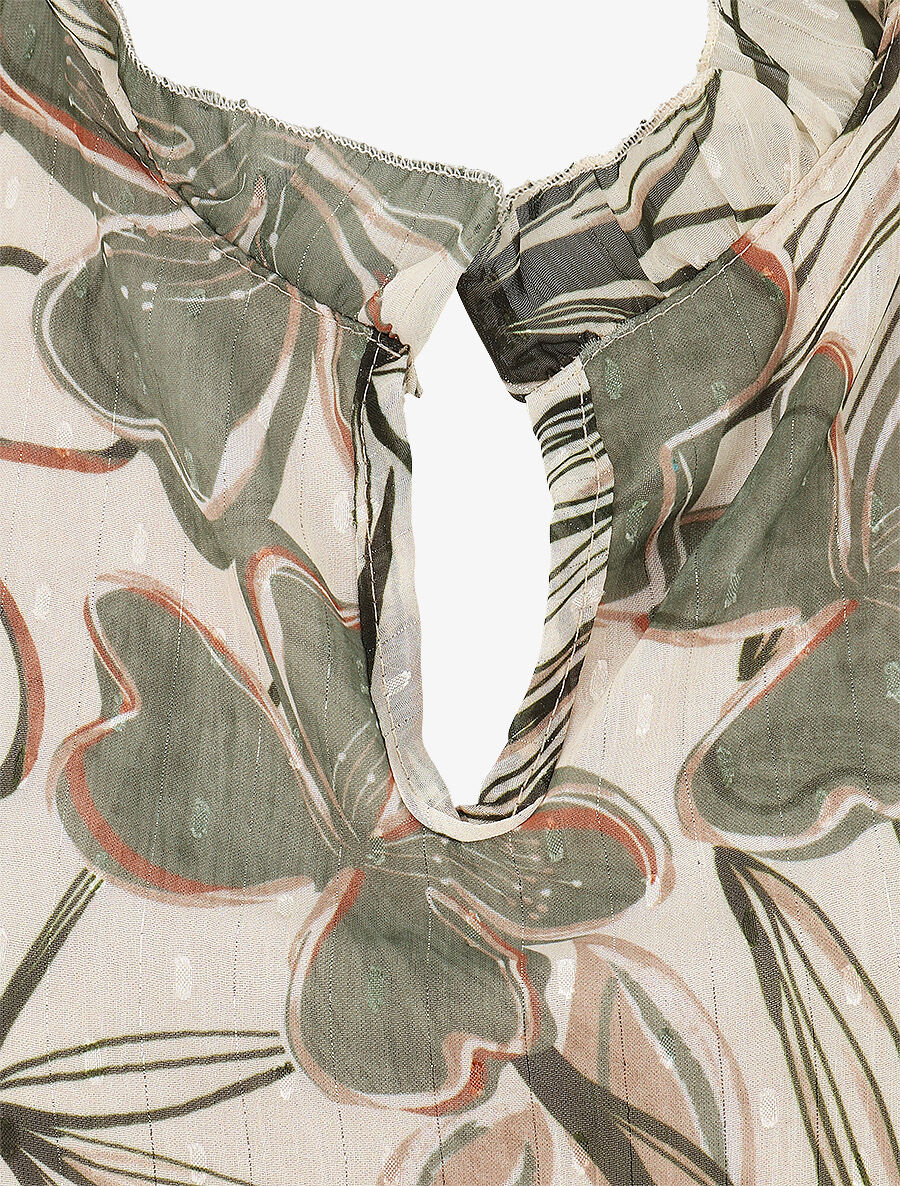 Top sans manches irisé imprimé fleuri - Kaki - 3