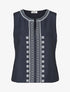 Top sans manches à imprimé style broderie - Marine - 1