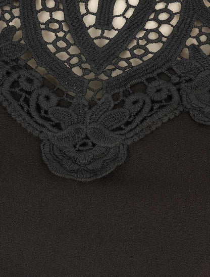 Robe moulante à buste dentelle - Noir - 3