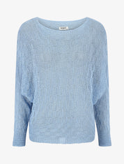 Pull uni en maille ajourée - Bleu ciel - 4