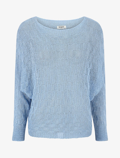 Pull uni en maille ajourée - Bleu ciel - 4