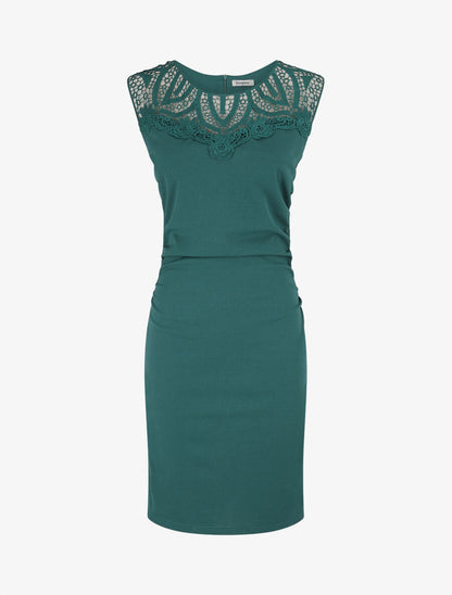 Robe moulante à buste dentelle - Vert - 5