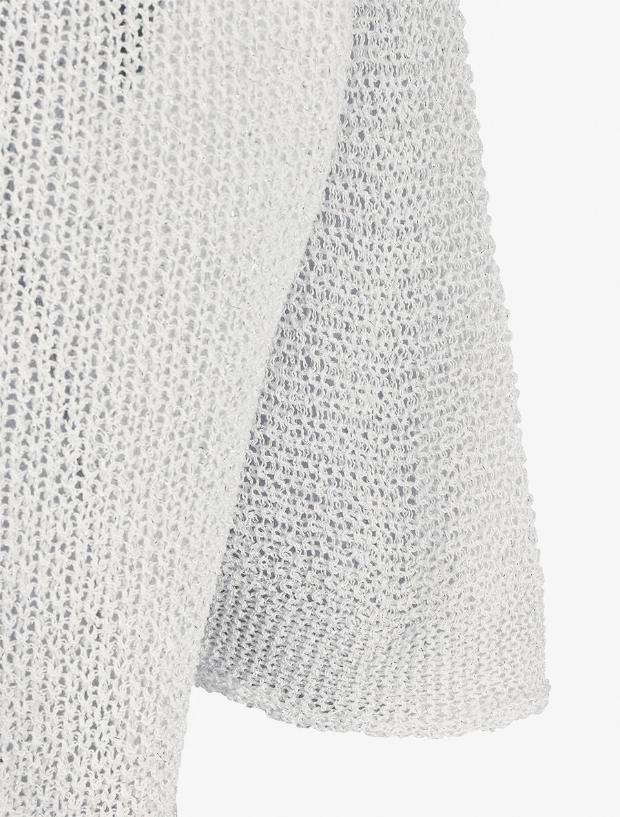 Pull en maille ajourée à détail irisé - Blanc - 3