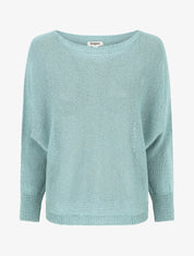 Pull uni en maille ajouré au dos - Turquoise - 1
