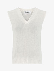 Top en maille à col V - Écru - 4