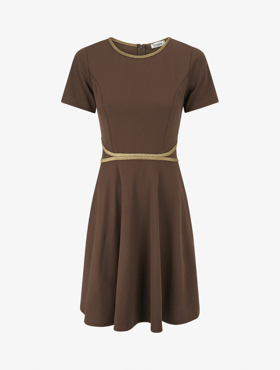 Robe patineuse à taille soulignée - Marron - 4