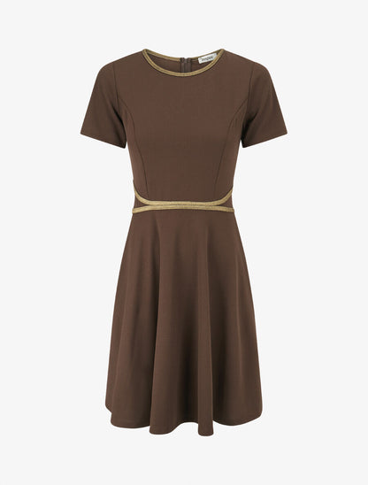 Robe patineuse à taille soulignée - Marron - 4