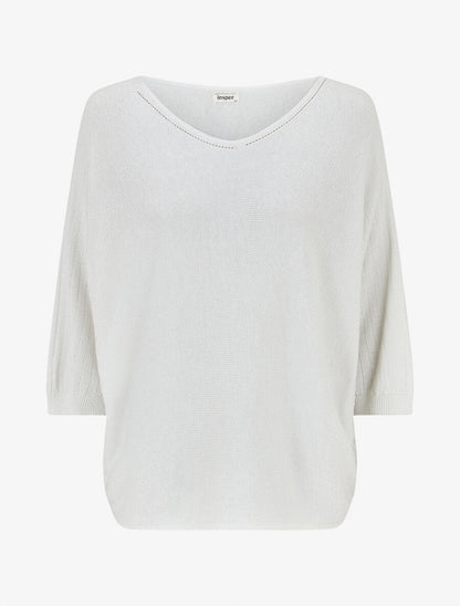 Pull irisé à manches style chauves-souris - Blanc - 1