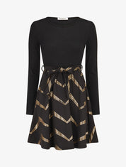 Robe patineuse à imprimés dorés - Noir - 5