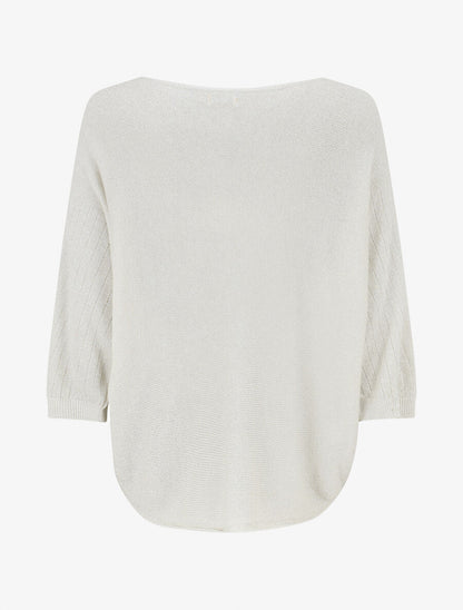 Pull irisé à manches style chauves-souris - Beige - 2