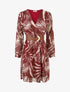 Robe patineuse imprimé feuillage irisé - Lie de vin - 4