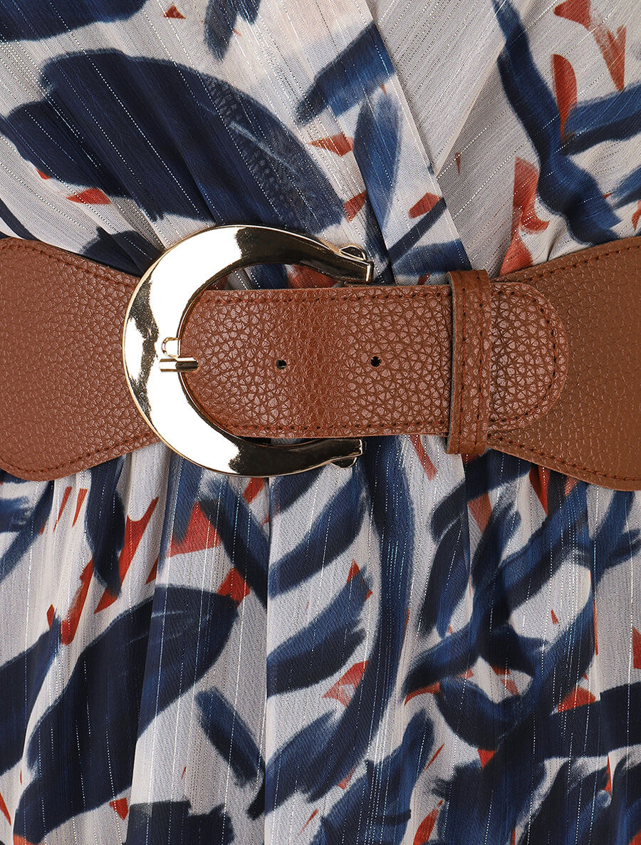 Robe courte sans manches imprimé feuilles irisé - Marine - 3