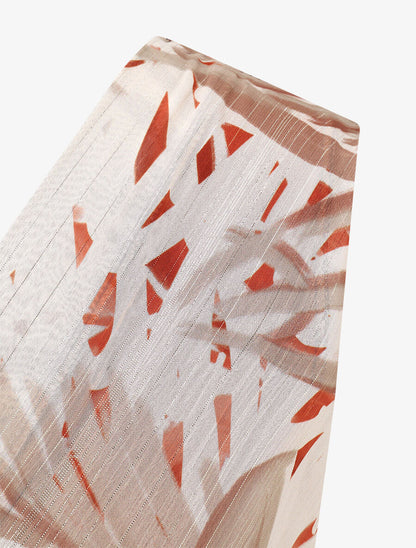 Robe courte sans manches imprimé feuilles irisé - Camel - 3