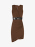 Robe asymétrique à taille en sequins - Marron - 1