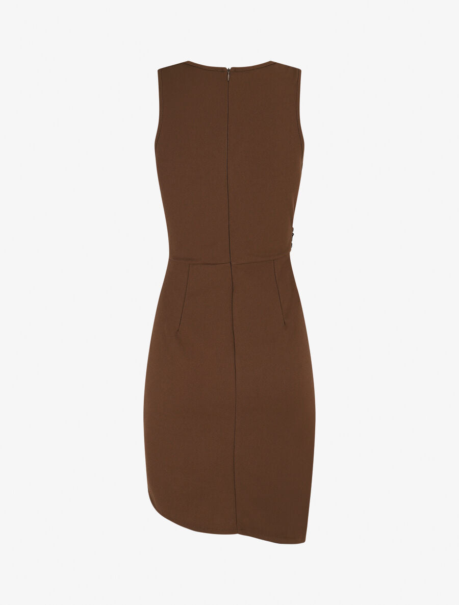 Robe asymétrique à taille en sequins - Marron - 2