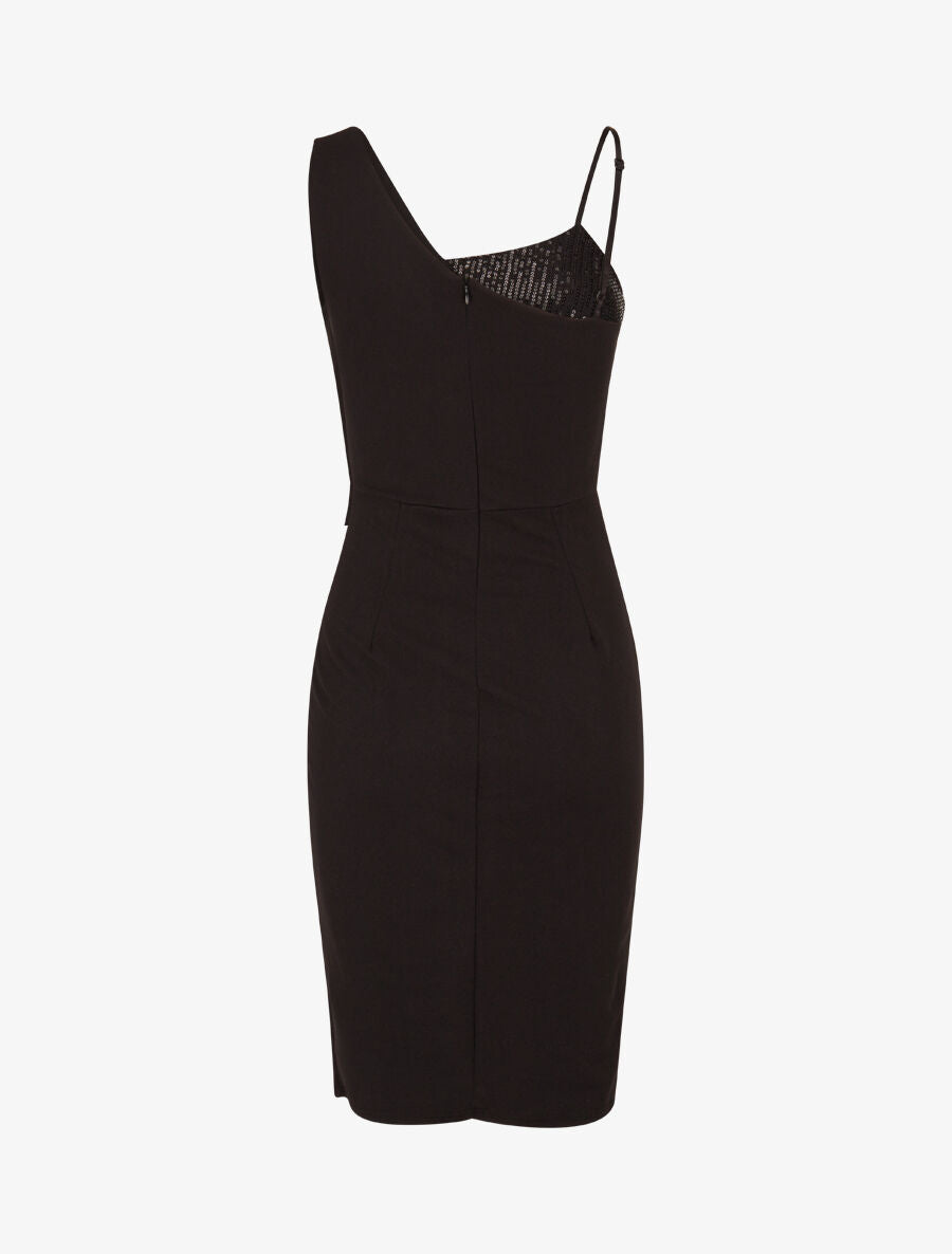 Robe moulante à côté incrusté de sequins - Noir - 2
