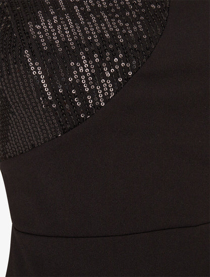 Robe moulante à côté incrusté de sequins - Noir - 3