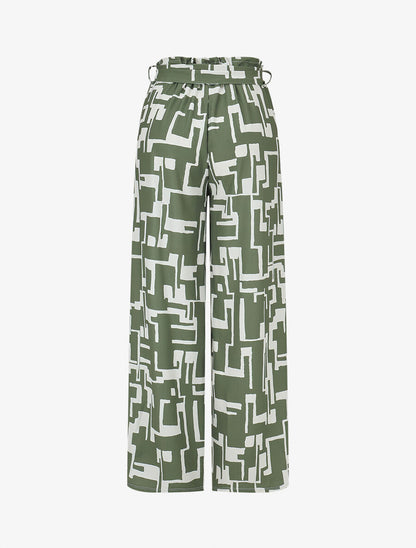 Pantalon fluide à imprimé graphique - Kaki - 2