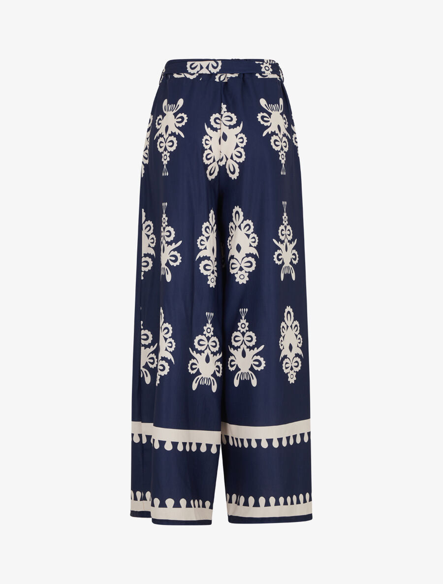 Pantalon ample à imprimé ikat - Marine - 2