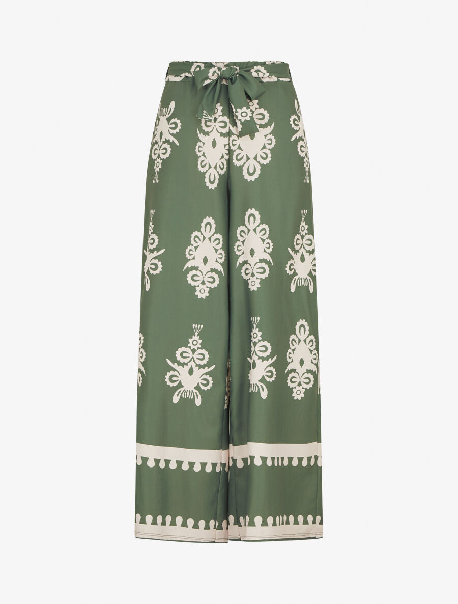 Pantalon ample à imprimé ikat - Kaki - 4